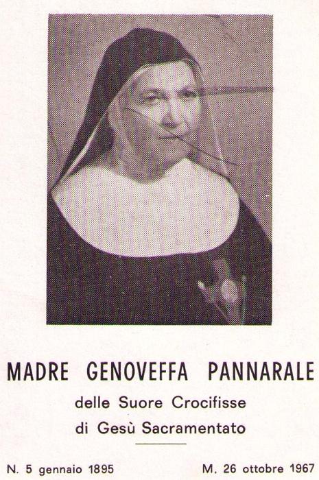 Pannarale Sr. Genoveffa m. 26.10.1967 a Bari clinica