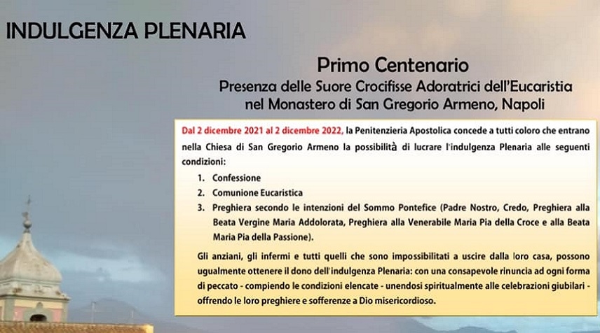 Celebrazione Eucaristica in preparazione al 1° CENTENARIO di presenza delle Suore CAE nel Monastero di San Gregorio Armeno